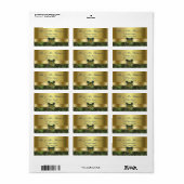 Trendy Gold Peacock Wedding Custom Monogram Adressaufkleber (Vorne)