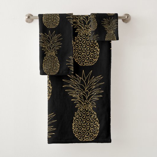 Trendy Gold Pineappmuster Badhandtuch Set (Insitu)