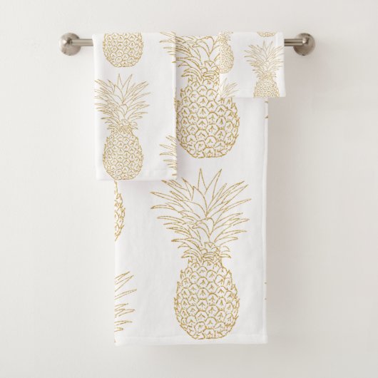 Trendy Gold Pineappmuster Badhandtuch Set (Insitu)