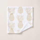 Trendy Gold Pineappmuster Badhandtuch Set (Waschlappen)