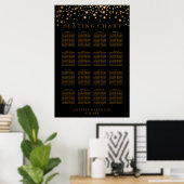 Trendy Gold Punkte auf schwarz - 16 Tabelle Seatin Poster (Heimbüro)