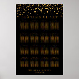 Trendy Gold Punkte auf schwarz - 16 Tabelle Seatin Poster
