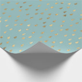 Trendy Gold Raindrops Cyan Geschenkpapier (Ecke)