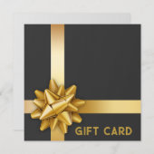 Trendy Gold Satin Ribbon Gift Bow Black Gift Card (Vorne/Hinten)