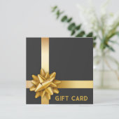 Trendy Gold Satin Ribbon Gift Bow Black Gift Card (Stehend Vorderseite)