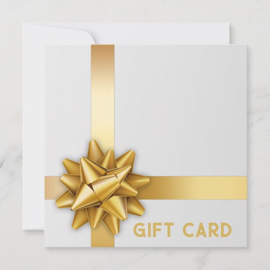 Trendy Gold Satin Ribbon Gift Bow White Gift Card (Vorderseite)