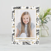 Trendy Gold Schwarz-weiß Pines Foto Einladung (Stehend Vorderseite)