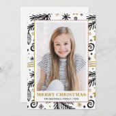 Trendy Gold Schwarz-weiß Pines Foto Einladung (Vorne/Hinten)