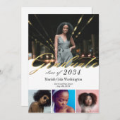 Trendy Gold Script Vier Foto Collage Abschluss (Vorne/Hinten)