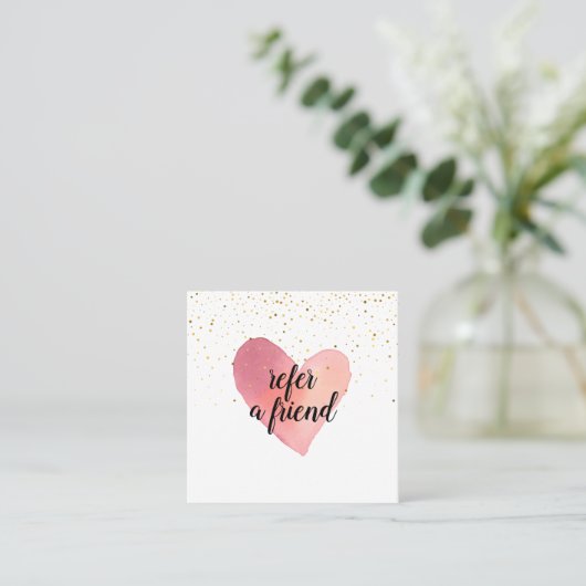 Trendy Gold Sprinkles Herz Empfehlungskarte (Stehend Vorderseite)