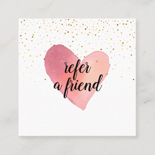 Trendy Gold Sprinkles Herz Empfehlungskarte (Vorderseite)