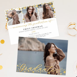 Trendy Gold Star 4-Foto Graduierungsparty Einladung