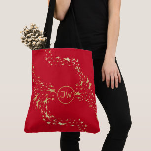 Trendy Gold Stars Mit Monogramm Tote Bag Tasche