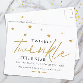 Trendy Gold Stars Twinkle Twinkle Baby Dusche Einladungspostkarte