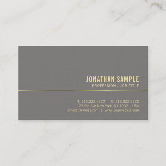Trendy Gold Text Chic Beruflich Design Deluxe Visitenkarte (Vorderseite)
