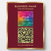 Trendy Gold Text QR Code Upload Logo Template Fotoplatte (Vorderseite)