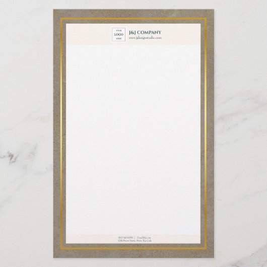 Trendy Gold Texture Logo Briefpapier (Vorderseite)
