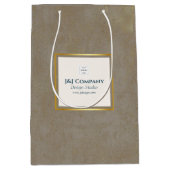 Trendy Gold Texture Logo Mittlere Geschenktüte (Vorderseite)