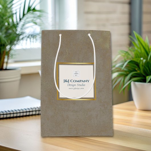 Trendy Gold Texture Logo Mittlere Geschenktüte