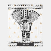 Trendy Gold Triangle Tribal Gemustert Elephant Fleecedecke (Vorderseite)