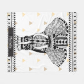 Trendy Gold Triangle Tribal Gemustert Elephant Fleecedecke (Vorderseite (Horizontal))