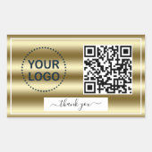 Trendy Gold Waves Gradient QR Code Ihr Logo Rechteckiger Aufkleber (Vorderseite)