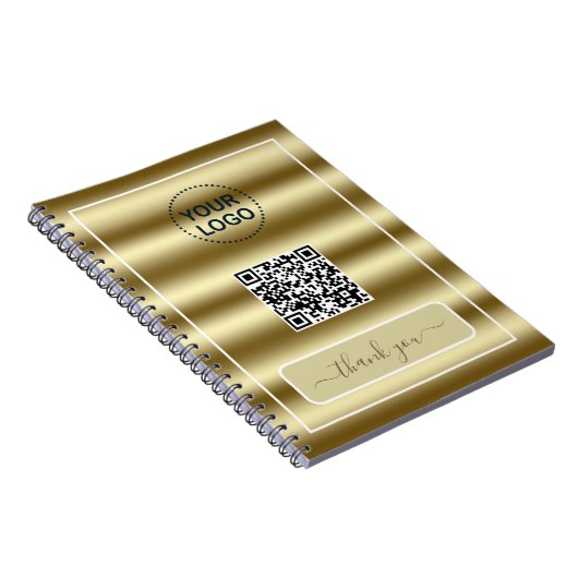 Trendy Gold Waves QR Code Ihr Logo hier Notizblock (Rechte Seite)