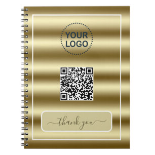 Trendy Gold Waves QR Code Ihr Logo hier Notizblock