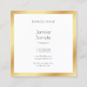 Trendy Gold White Modernes Berufliches Elegantes Quadratische Visitenkarte (Rückseite)