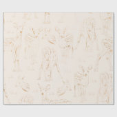 Trendy Gold Winter Deer Seamless Muster Weihnachte Geschenkpapier (Flach)