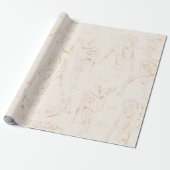 Trendy Gold Winter Deer Seamless Muster Weihnachte Geschenkpapier (Ungerollt)