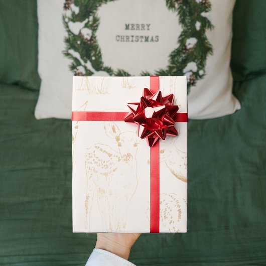 Trendy Gold Winter Deer Seamless Muster Weihnachte Geschenkpapier