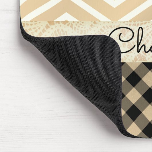 Trendy Gold Zickzack Gingham Mousepad (Ecke)