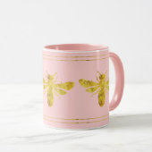 Trendy Golden Bee Blush Pink Tasse (VorderseiteRechts)