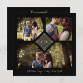 Trendy Golden Effect Lace Sophisticated Wedding Save The Date (Vorne/Hinten)