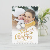 Trendy goldene Pinselstriche glänzen Weihnachten (Stehend Vorderseite)