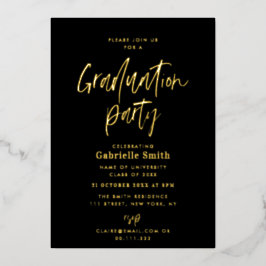 Trendy Goldschrift Graduierungsparty Folieneinladung