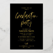 Trendy Goldschrift Graduierungsparty Folieneinladung (Vorderseite)