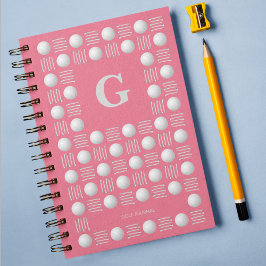 Trendy Golf Ball & T-Shirt Monogram Bubblegum Pink Notizblock