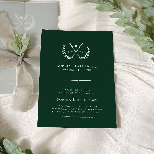 Trendy Golf Country Club Brautparty Einladung