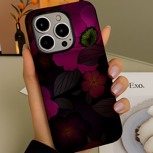 Trendy Gothic Dark Romance Plum Blume Case-Mate iPhone Hülle