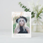 Trendy Grad Ankündigung/Einladung Goldenes Framing Postkarte (Stehend Vorderseite)