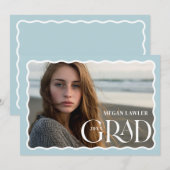 Trendy Grad Ankündigung Foto-Card-Wave Blue (Vorne/Hinten)