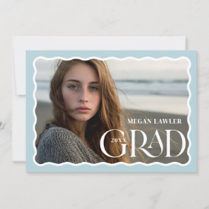Trendy Grad Ankündigung Foto-Card-Wave Blue