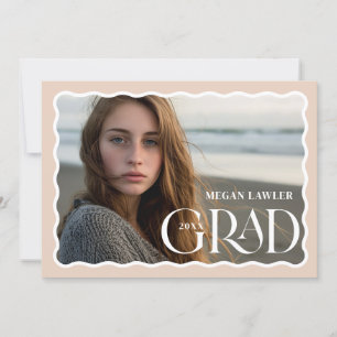 Trendy Grad Ankündigung Foto Card Wave Frame