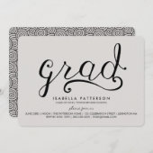 Trendy Grad Gray Abschluss Einladung (Vorne/Hinten)