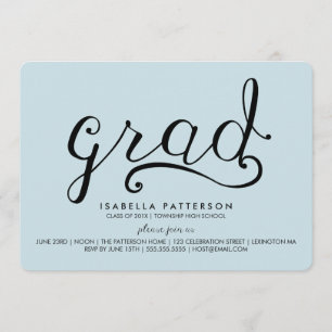 Trendy Grad Pastel Blauer Abschluss Einladung
