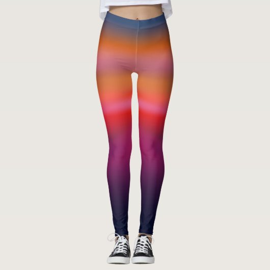 Trendy Gradient Gefärbte Krawatte Lila Orange Blue Leggings (Vorderseite)