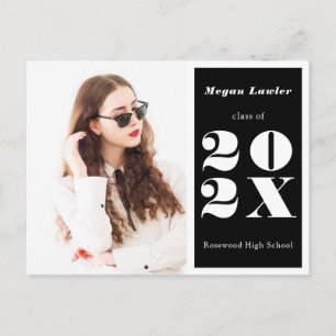 Trendy Graduate Announcement Foto Black Postkarte