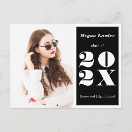 Trendy Graduate Announcement Foto Black Postkarte